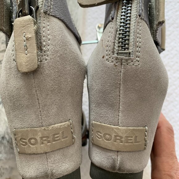 Sorel ankle strap grey suede boots 7 - Picture 2 of 5